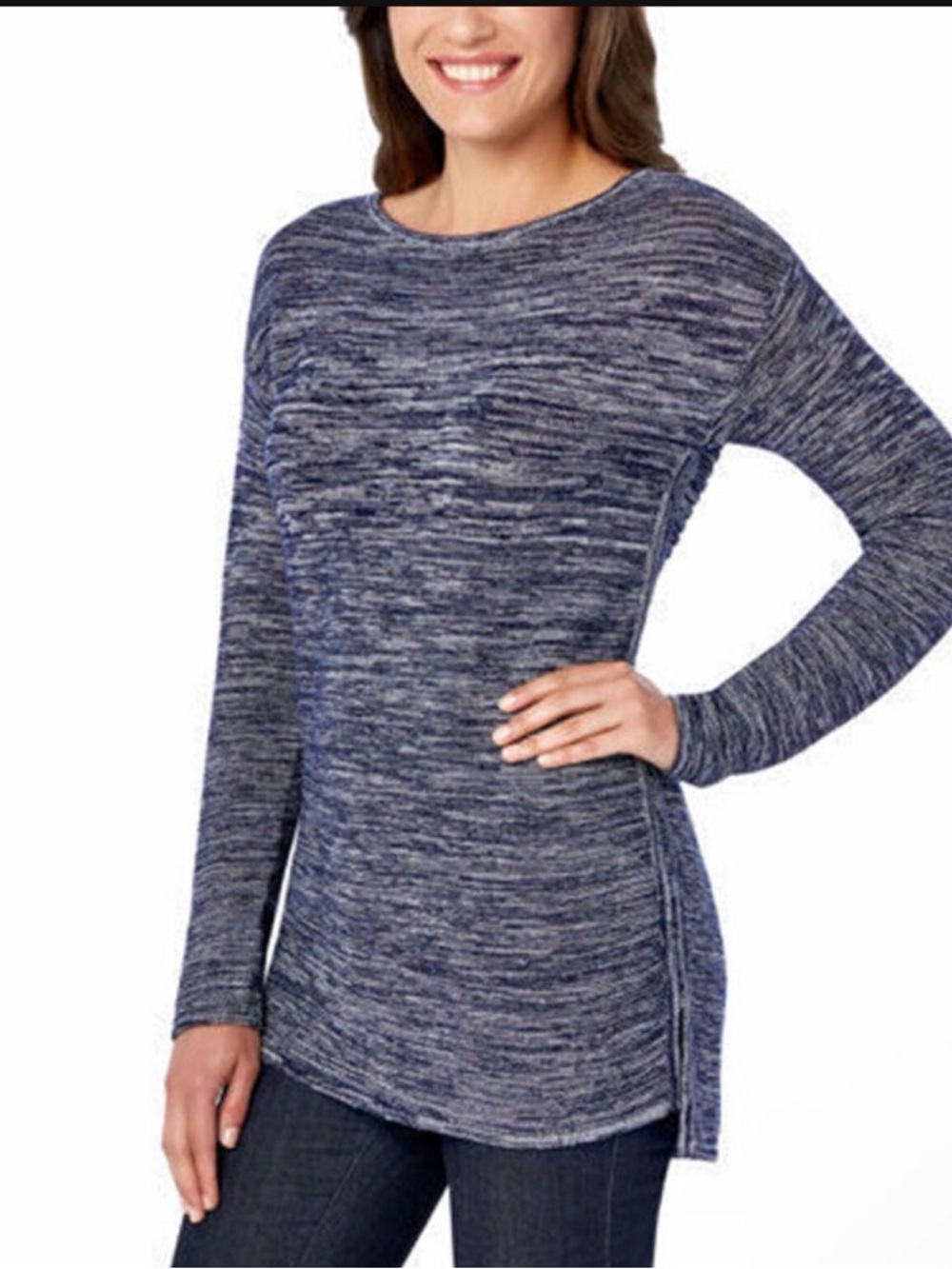Ellen Tracy Womens Marled Pullover Long-Sleeved Sweater XL NWT
